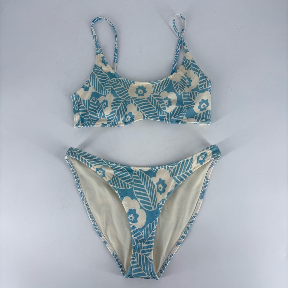 Traingl Light Blue Cream Floral Bikini